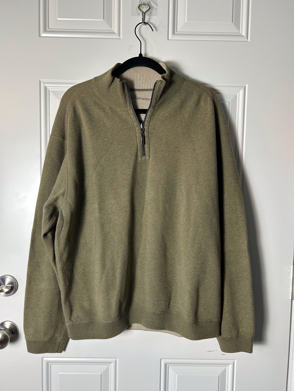 Tommy Bahama Olive & Beige Reversible Quarter-Zip Men’s XL Pullover Sweater